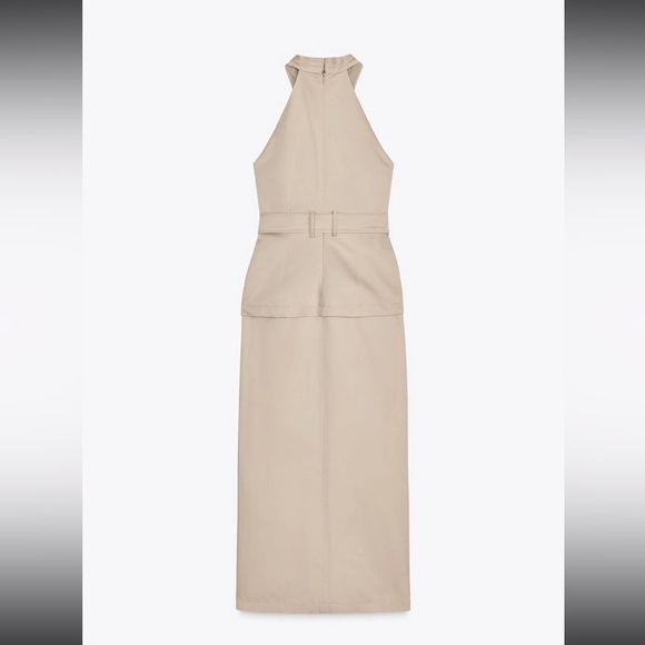 ZARA CROSSOVER BELTED MIDI DRESS - Picture 14 of 16